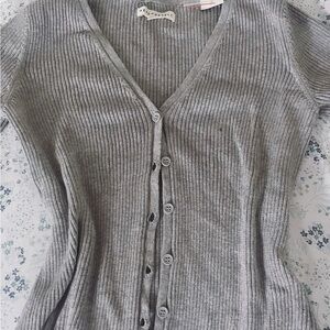 Aeropostale Heather Gray Ribbed Cardigan